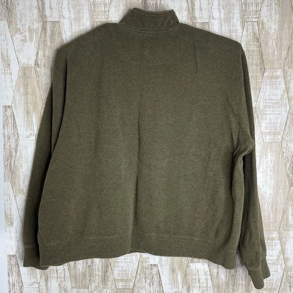 Orvis Mens XXL Vintage Quarter Zip Pullover Sweater Green Heavyweight Cotton‎